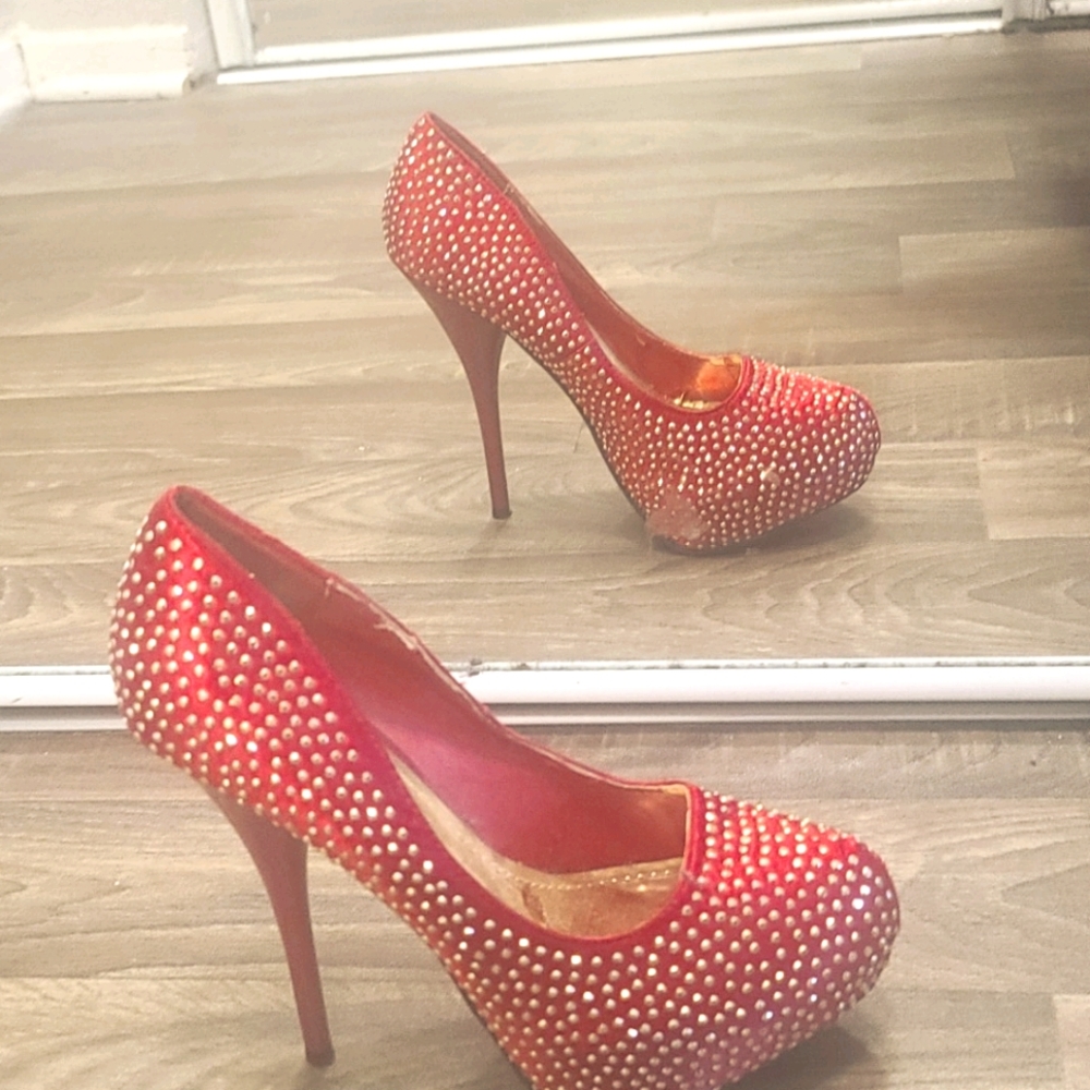 Red sparkle High heels - Picture 3 of 4